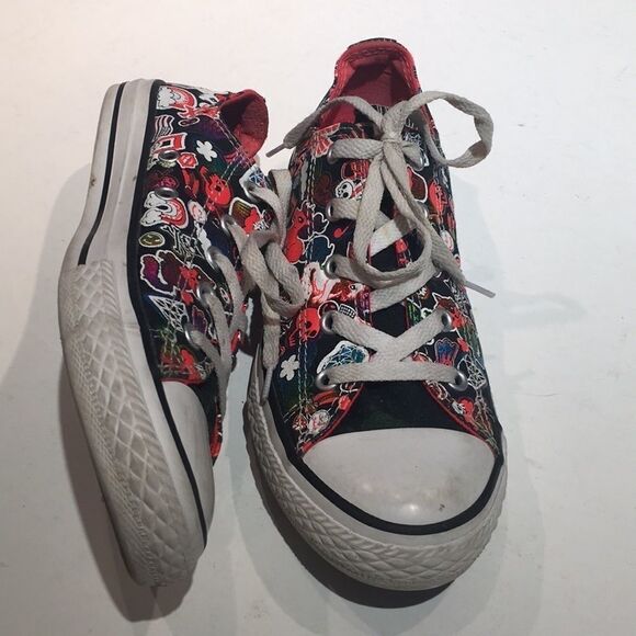 Converse All Star Jr. Black Ponies & Skulls Size 4 - Picture 4 of 12